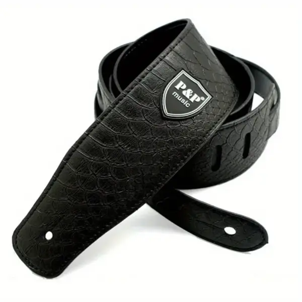 Adjustable Faux Leather Guitar Strap 6.5cm Width - Image 8