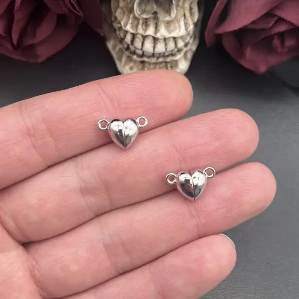 Silver Heart Round Magnetic Snap Charms Set - Image 5