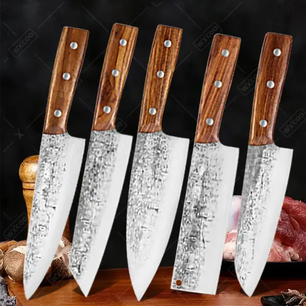 Hand-Forged Stainless Steel Kitchen Knives Set