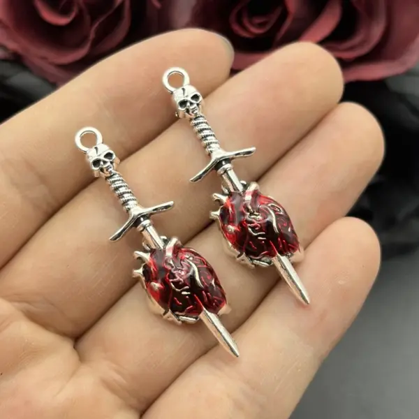 6 Pcs Gothic Skull Sword Charms for DIY Jewelry - Image 3