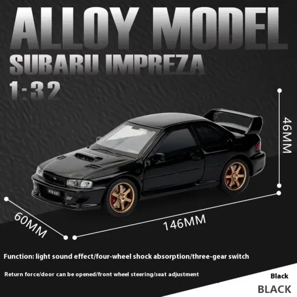 1:32 Subaru Impreza WRX STI Diecast Model Car - Image 9