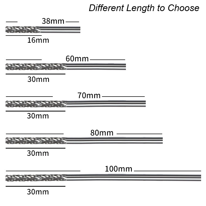 3mm 1/8 Inch Long Shank Carbide Burr Set 5 3mm 1/8 Inch Long Shank Carbide Burr Set - Image 5