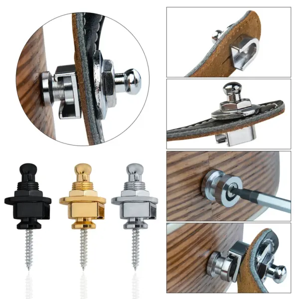 2Pcs Guitar Bass Strap Lock Metal Pins - Image 3