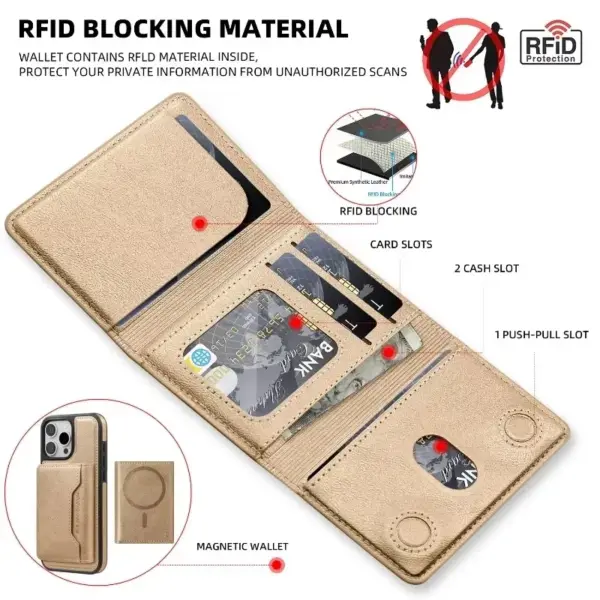 Magnetic Leather Wallet for iPhone 12-16 Series - Image 3