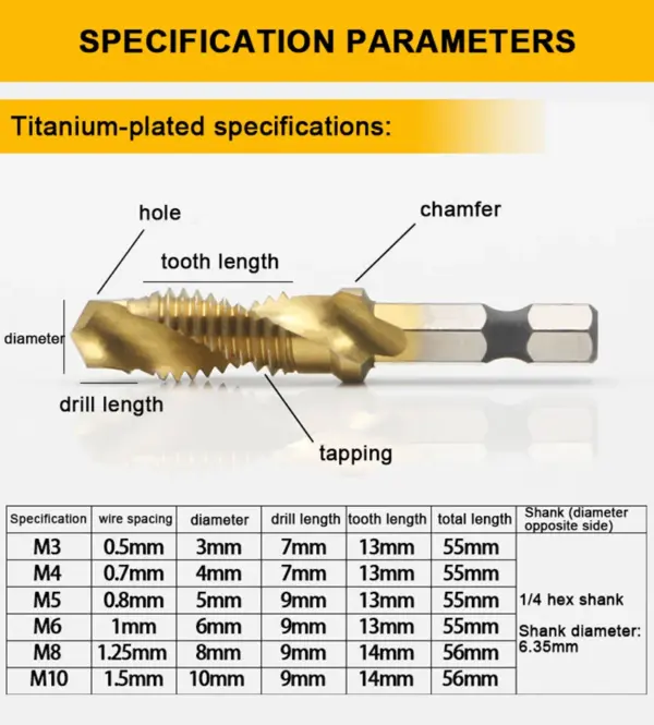 Titanium Plated HSS Tap Drill Bit Set - Image 5