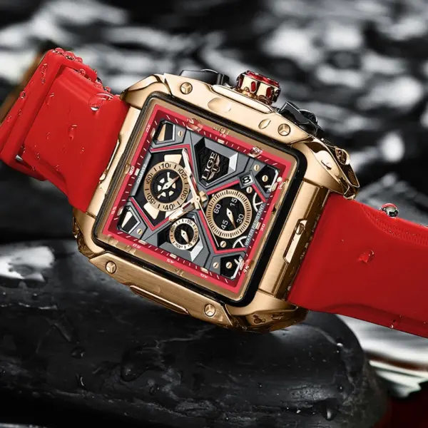 LIGE 2023 Square Quartz Sports Watch - Image 2