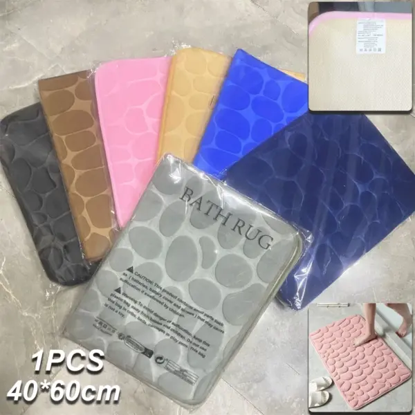 3D Pebble Memory Foam Bath Mat 40x60cm