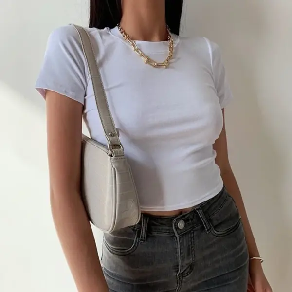 Casual Women's Short Sleeve Crop Top - Image 4