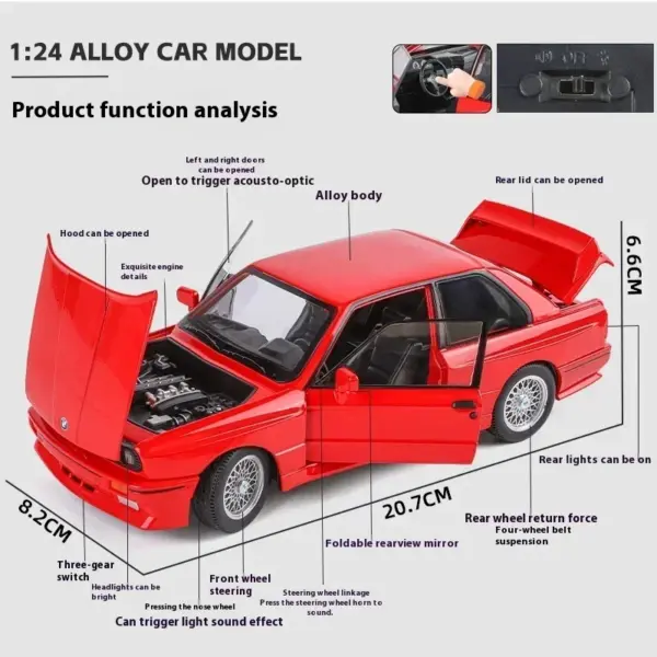 1:24 BMW M3 E30 Metal Diecast Car Model - Image 2