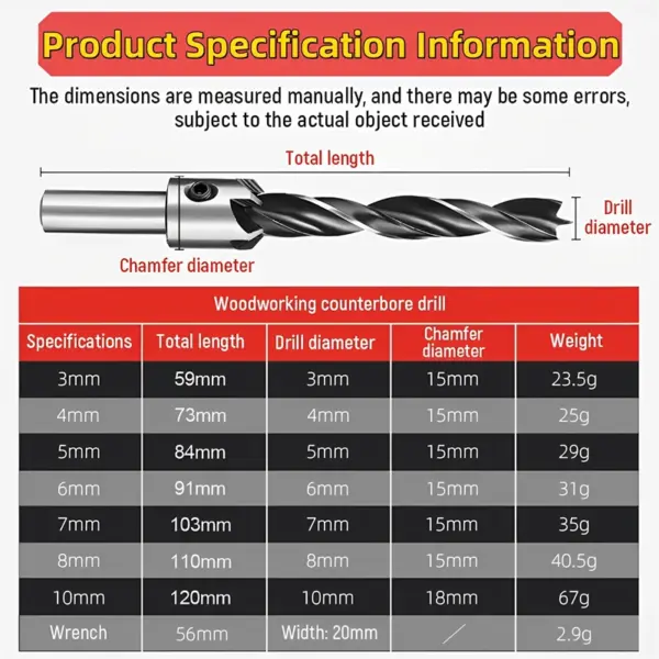 HSS Countersink Drill Bit Set 4-10mm - Image 6