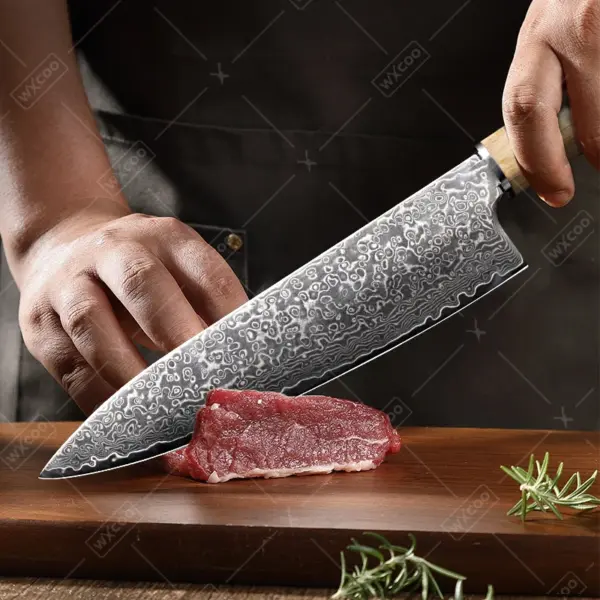 Damascus Steel Chef Knife and Meat Cleaver - Image 2