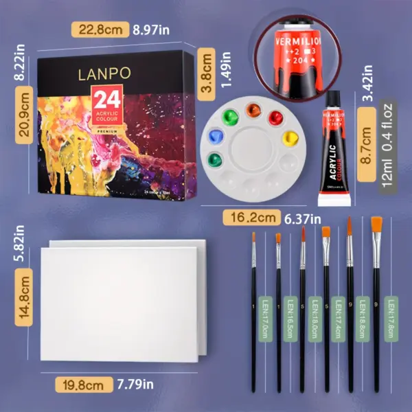 12/24 Color Acrylic Paint Set 12ml Tubes - Image 2