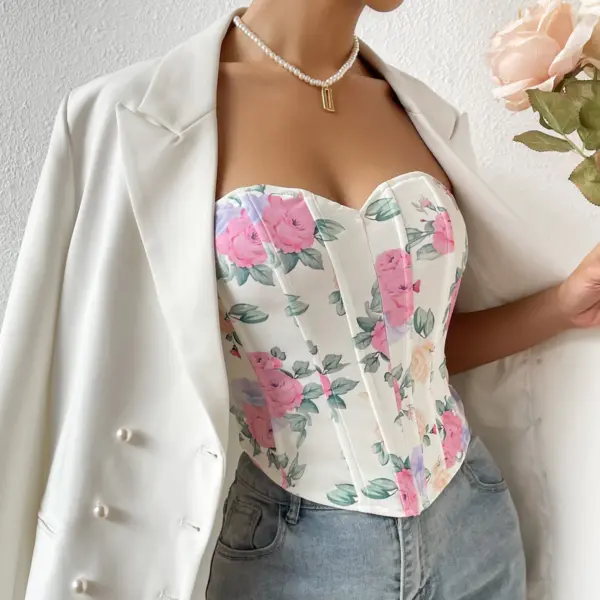 Backless Floral Crop Top for Women - Image 3