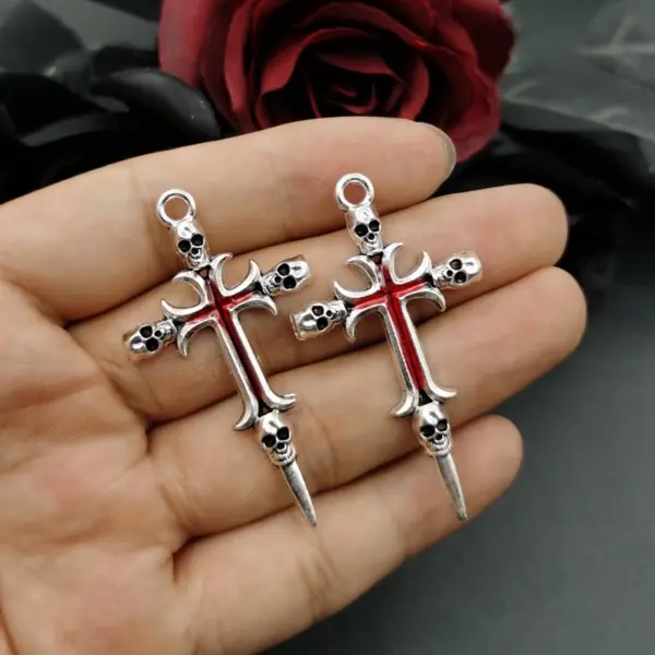 5Pcs Vintage Skeleton Cross Charms Set - Image 4