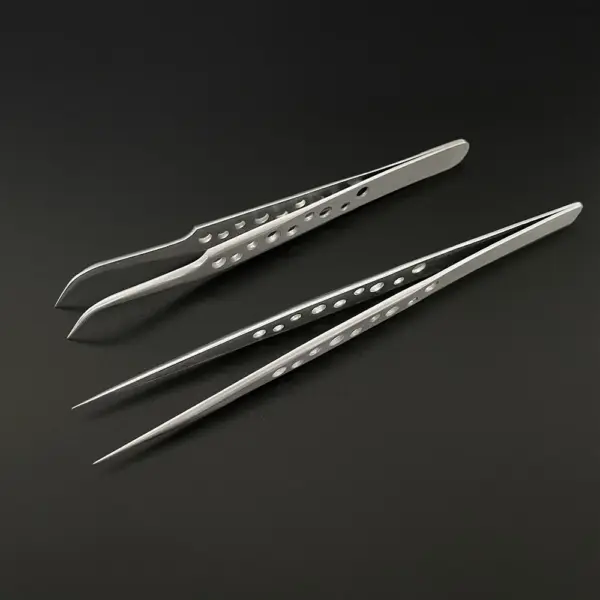 Precision Stainless Steel Curved Straight Tweezers - Image 3