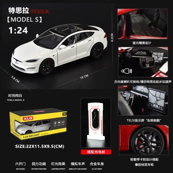 1:24 Tesla Model S Diecast Alloy Car - Image 14