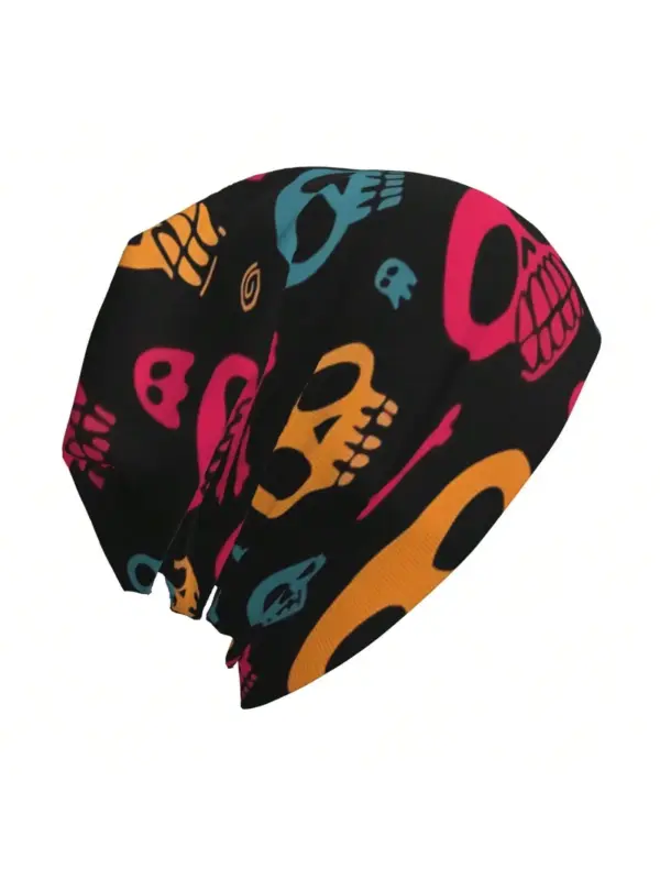 Vibrant Skull Design Beanie Hat for Adults - Image 5