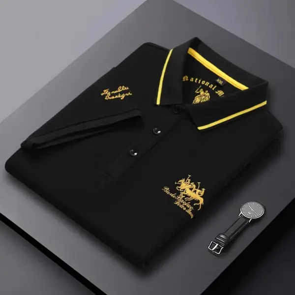 Men's Embroidered Short Sleeve Polo Shirt - Image 8