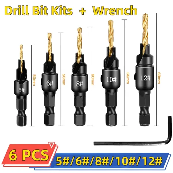 5-Piece Woodworking Countersink Drill Bit Set - Image 7