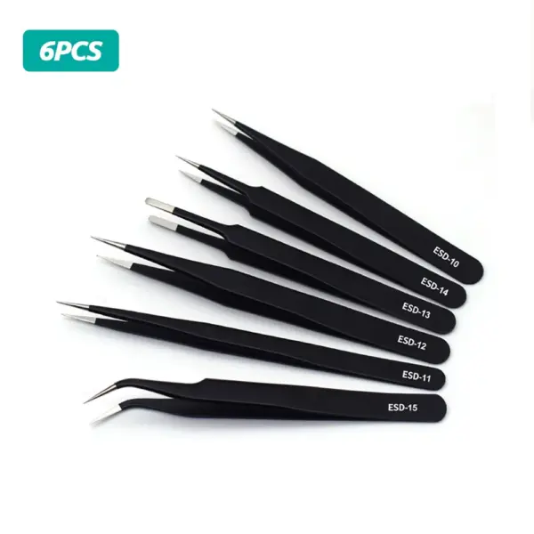 Stainless Steel Anti-Static Nail Art Tweezers - Image 12