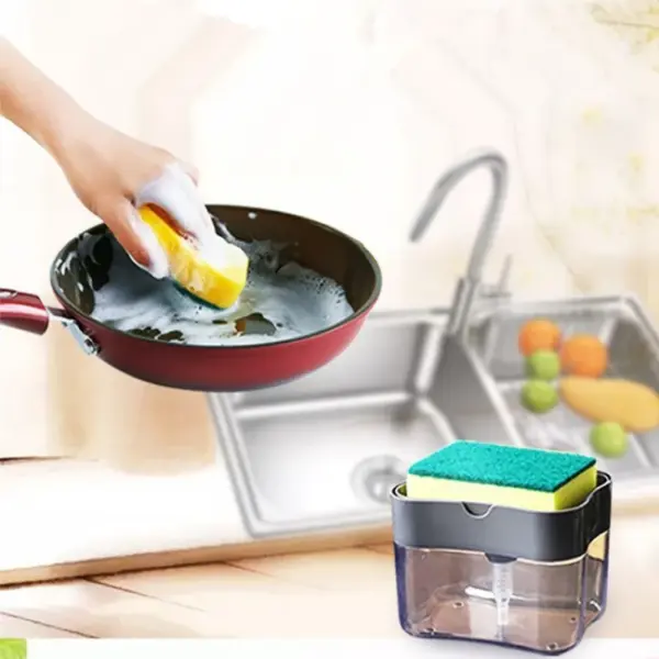 Kitchen Soap Dispenser with Sponge Holder - Image 2