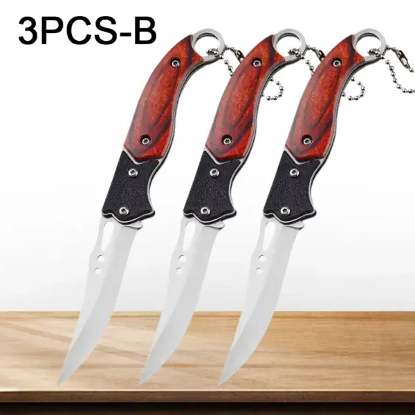Stainless Steel Folding Paring Knife with Keychain - Image 13