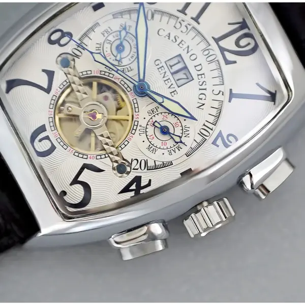 Tonneau Case Mechanical Tourbillon Wristwatch - Image 4