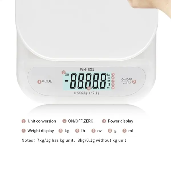 High Precision Waterproof Kitchen Scale 7kg - Image 2