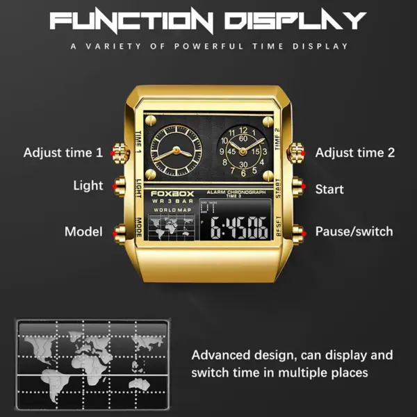 Men's Luxury Digital Square Watch with Dual Display - Image 3