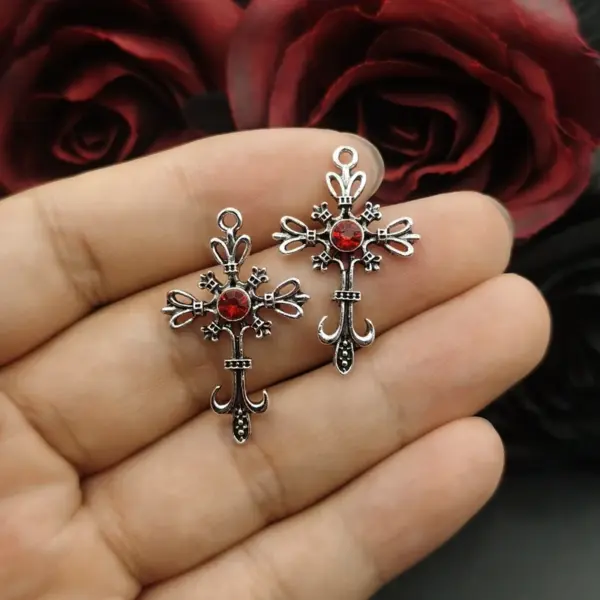 5pcs Black Gothic Cross Charms for Jewelry - Image 3