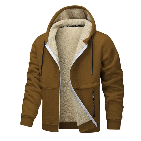 Men's Warm Zip Up Plush Hoodie - Image 9