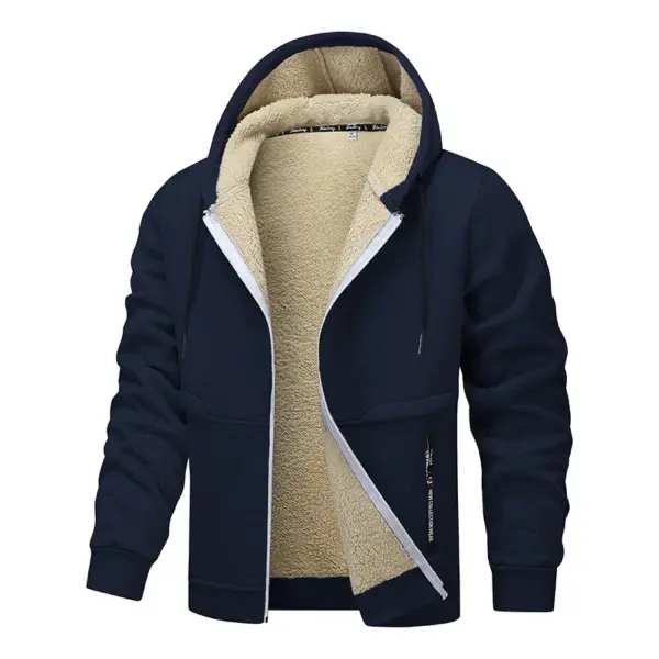 Men's Warm Zip Up Plush Hoodie - Image 12