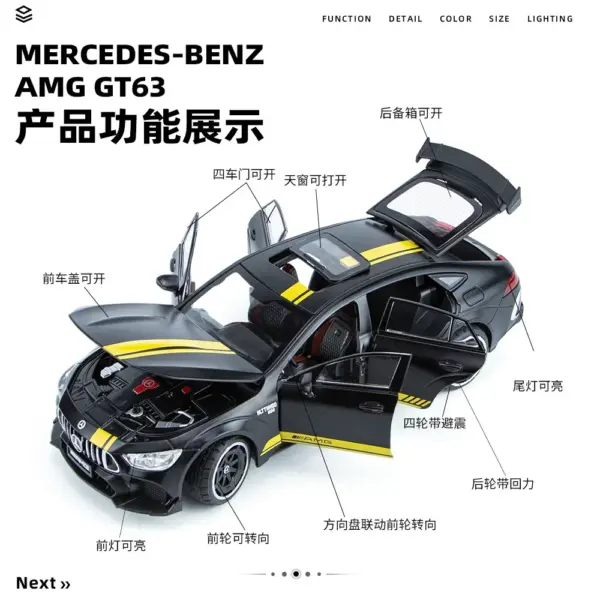 1:24 Mercedes Benz AMG GT63 Diecast Model - Image 4