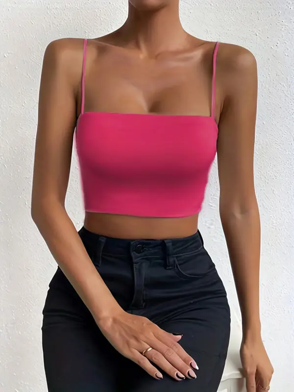 Chic Solid Spaghetti Strap Cami Top - Image 9