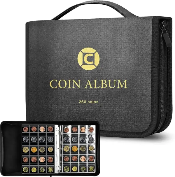 Coin Collection Album with 260 Pockets