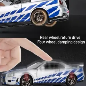 1:32 Nissan Skyline GTR R34 Diecast Model Car 16 Scd15e4bfce174be7942b03f34bf36592e