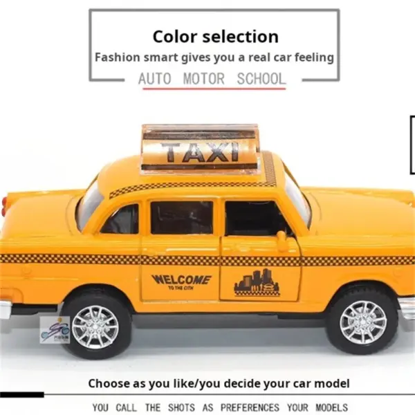 1:36 Scale Yellow Alloy Taxi Car Model - Image 5