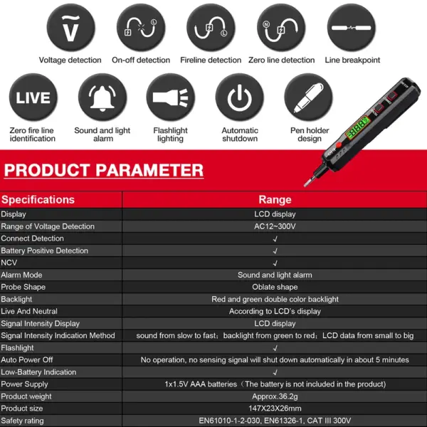 HT89 Adjustable Non-contact Voltage Detector Pen - Image 2