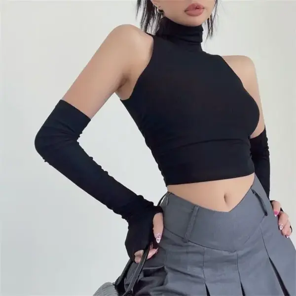 Y2K Women's Slim Fit Turtleneck Crop Top - Image 4