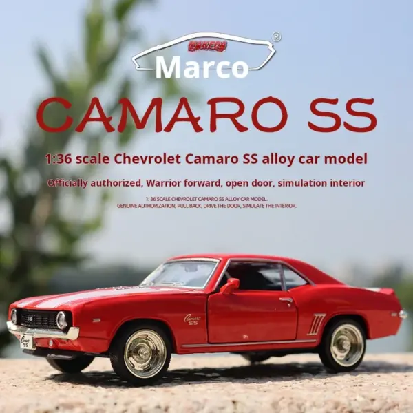 1:36 Vintage Matte Black Camaro SS Model - Image 4
