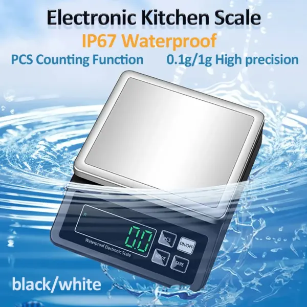 Waterproof Digital Kitchen Scale 0.1g Precision