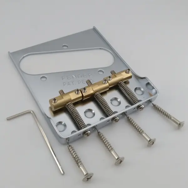 Vintage Tele Guitar Bridge Brass Saddles - Image 4