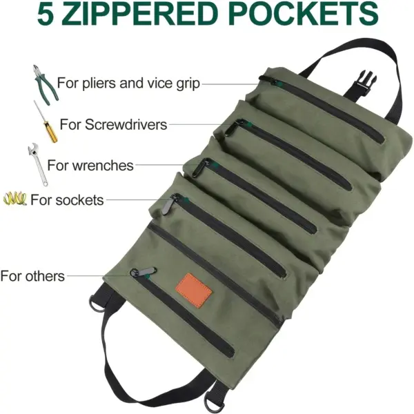 Multi-Purpose Canvas Tool Roll Bag - Image 2