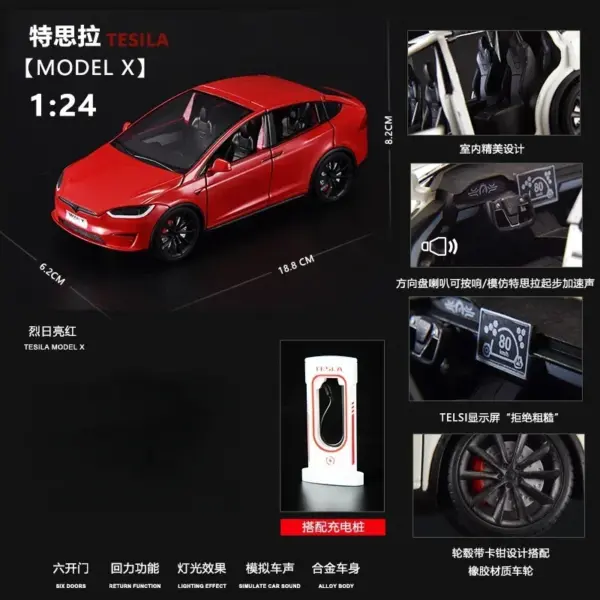 1:24 Tesla Model X Diecast Alloy Car Model - Image 11