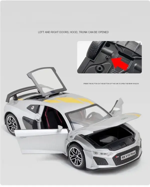 1:32 Audi R8 V10 Plus Diecast Model Car - Image 5