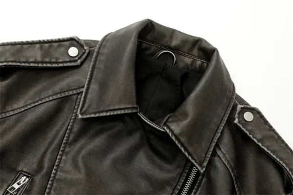 Women's Vintage Style Faux Leather Jacket - Image 4