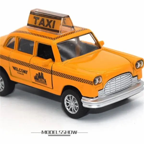 1:36 Scale Yellow Alloy Taxi Car Model - Image 2