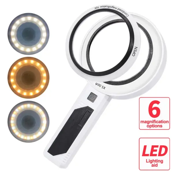 LED Handheld Magnifying Glass with 20X Zoom