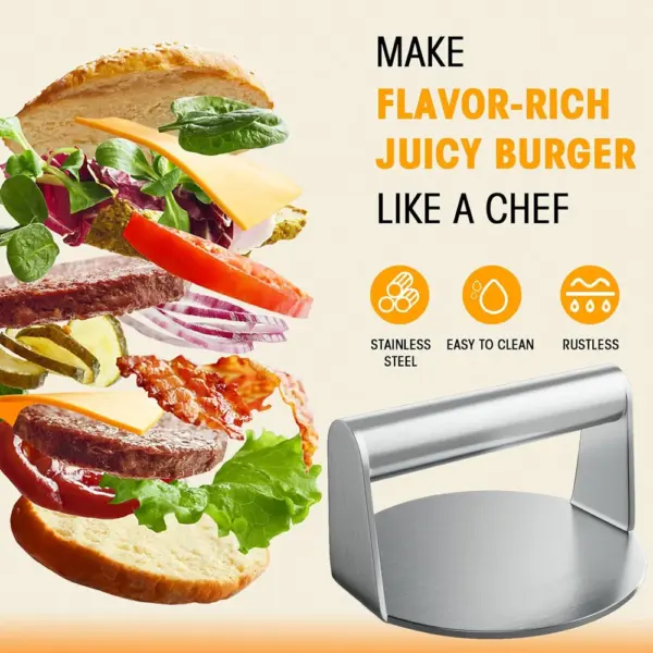 Stainless Steel Hamburger Meat Press 5.5 Inch - Image 2