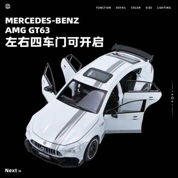 1:24 Mercedes Benz AMG GT63 Diecast Model - Image 3